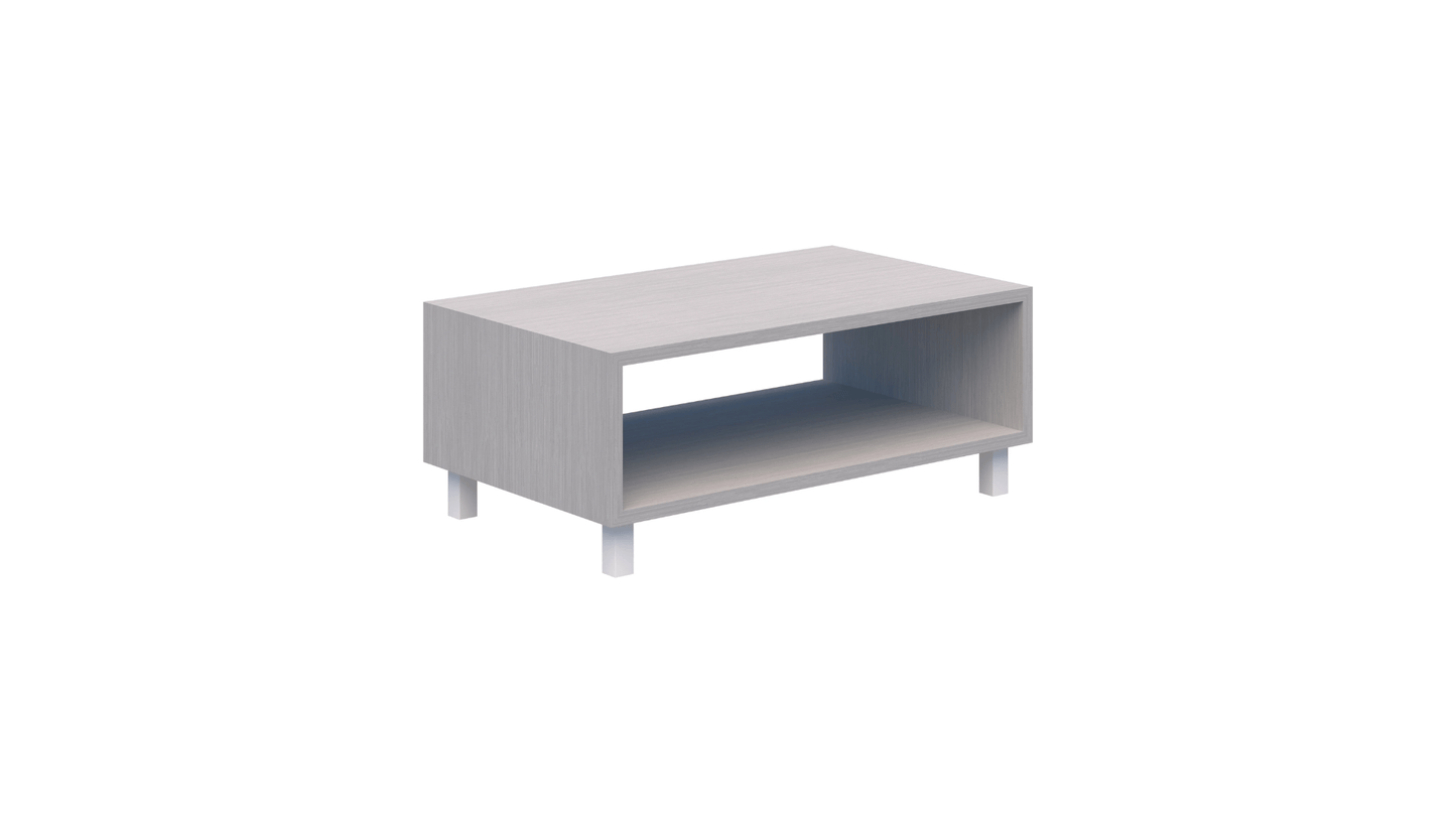 Tables 1000L / Silver Strata / White Modella II Box Coffee Table