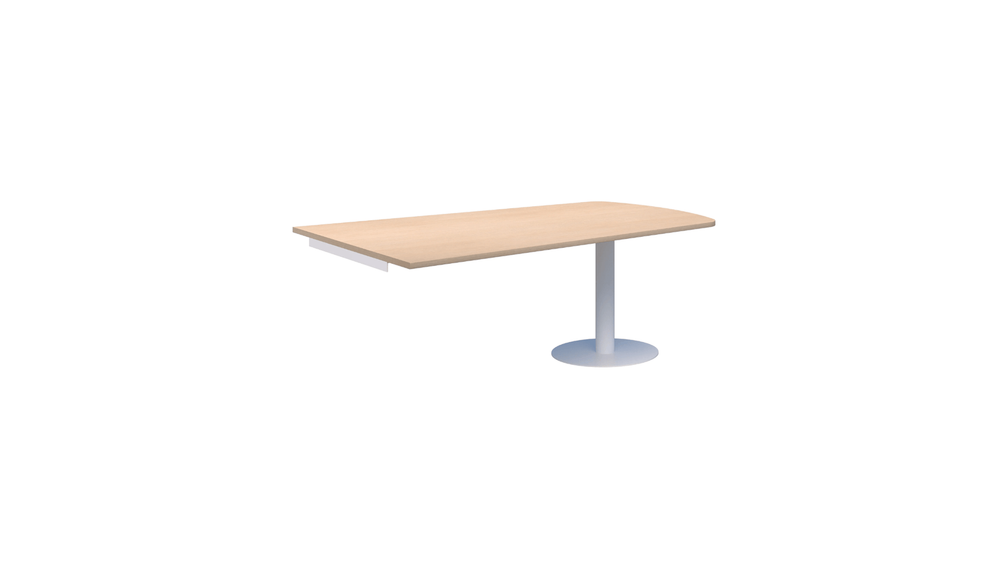 Tables 1800 x 1000 / Round White / Refined Oak Classic Trapezium Wall mounted Table
