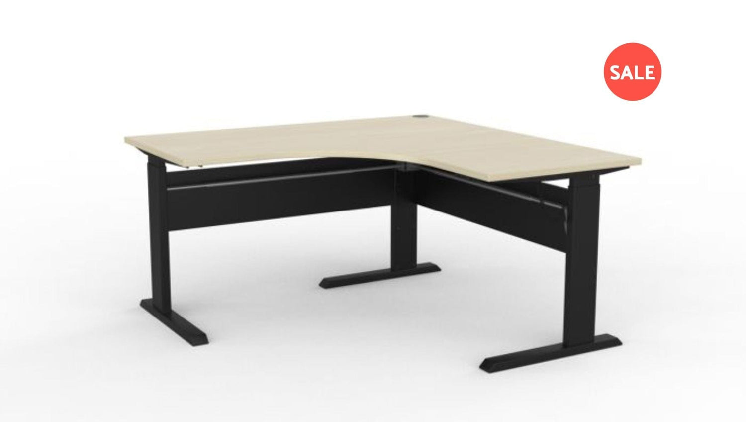 Desks 1500 x 1500 / Black / Nordic maple Cubit Electric Height Adjust Workstation - Clearance