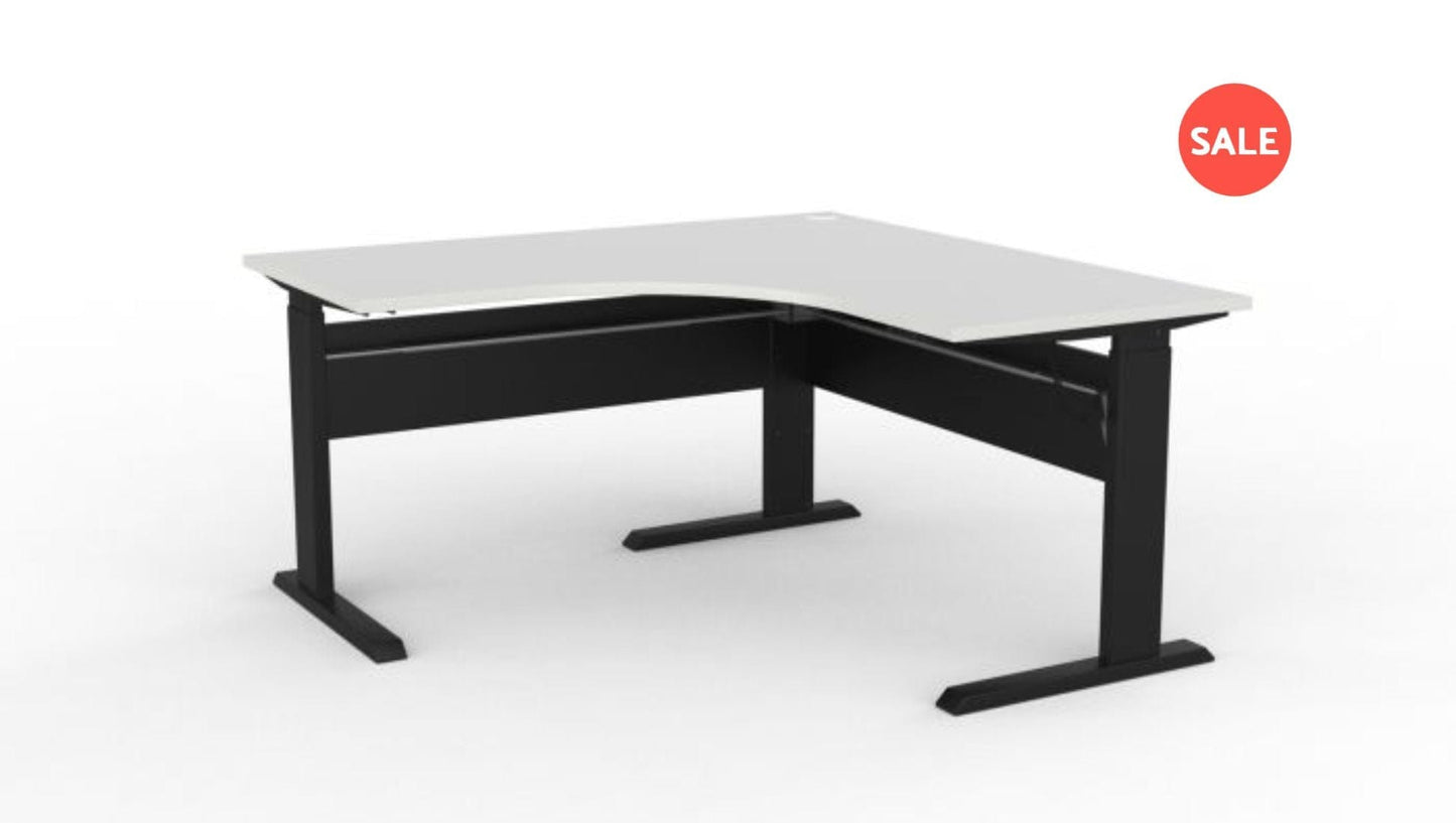 Desks 1500 x 1500 / Black / White Cubit Electric Height Adjust Workstation - Clearance