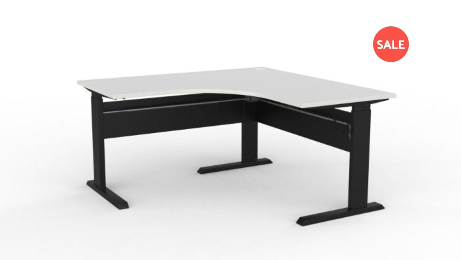 Desks 1500 x 1500 / Black / White Cubit Electric Height Adjust Workstation - Clearance
