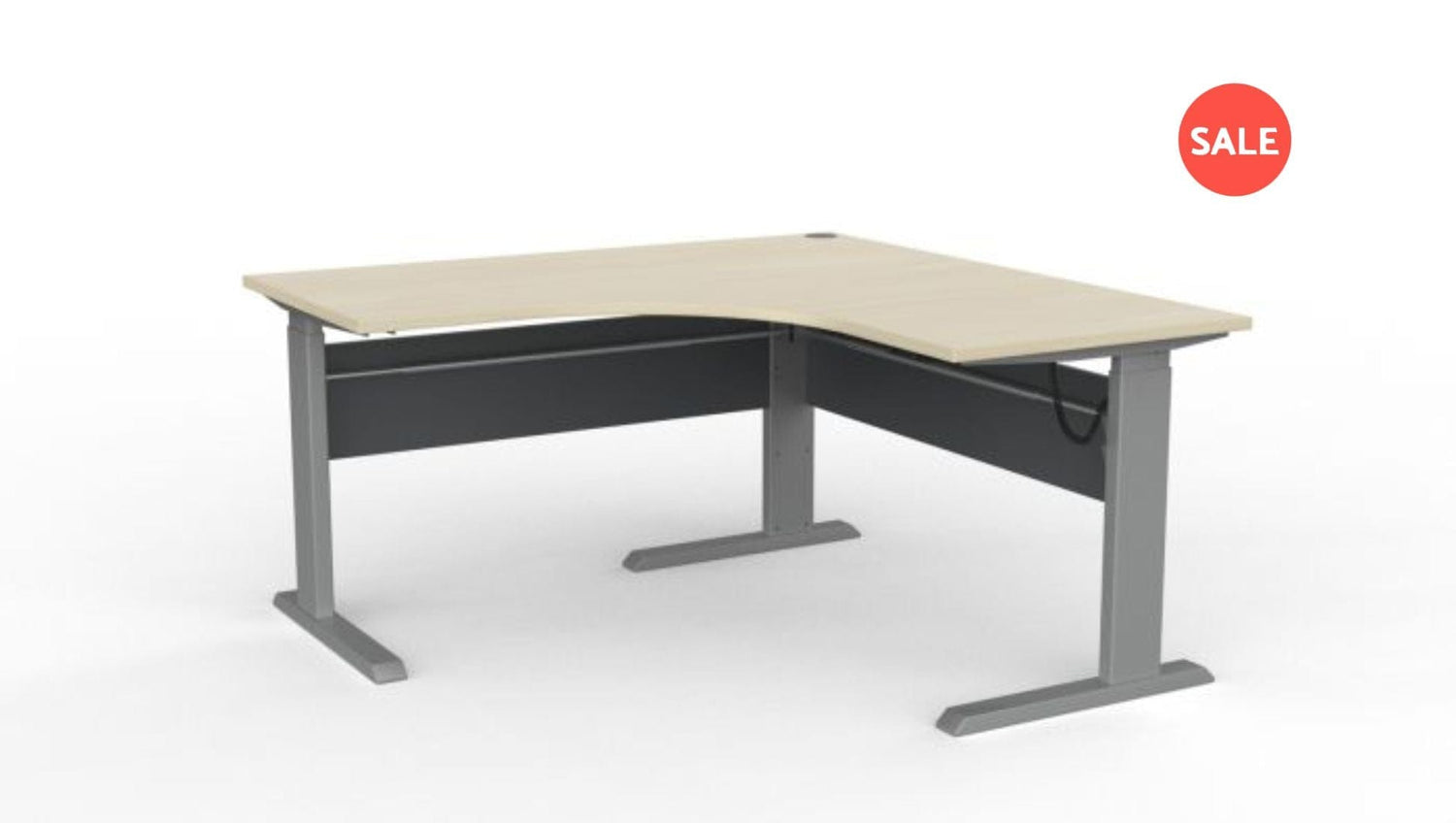 Desks 1500 x 1500 / Silver / Nordic maple Cubit Electric Height Adjust Workstation - Clearance
