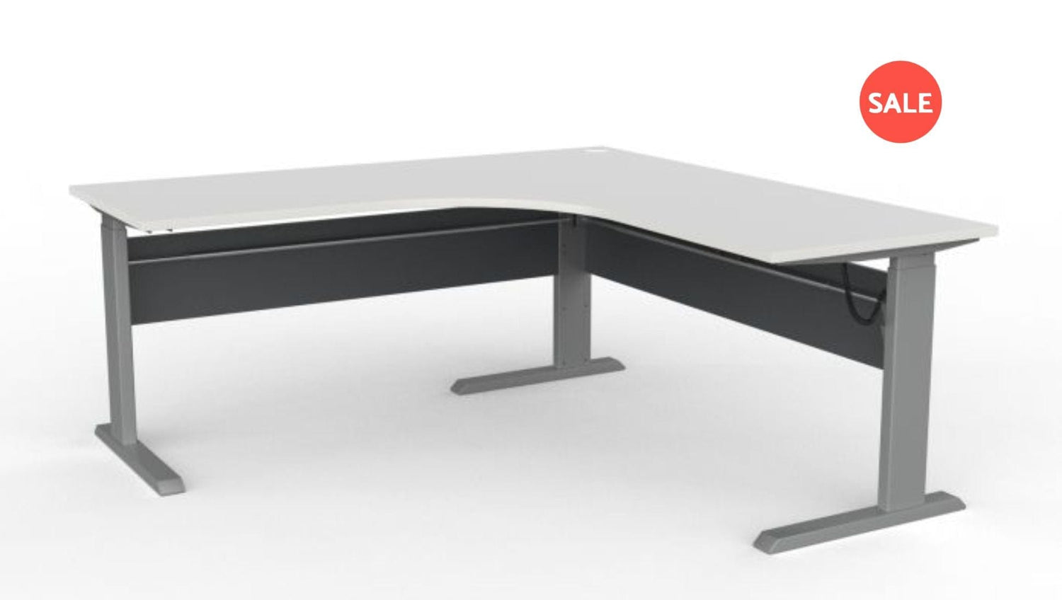 Desks 1500 x 1500 / Silver / White Cubit Electric Height Adjust Workstation - Clearance