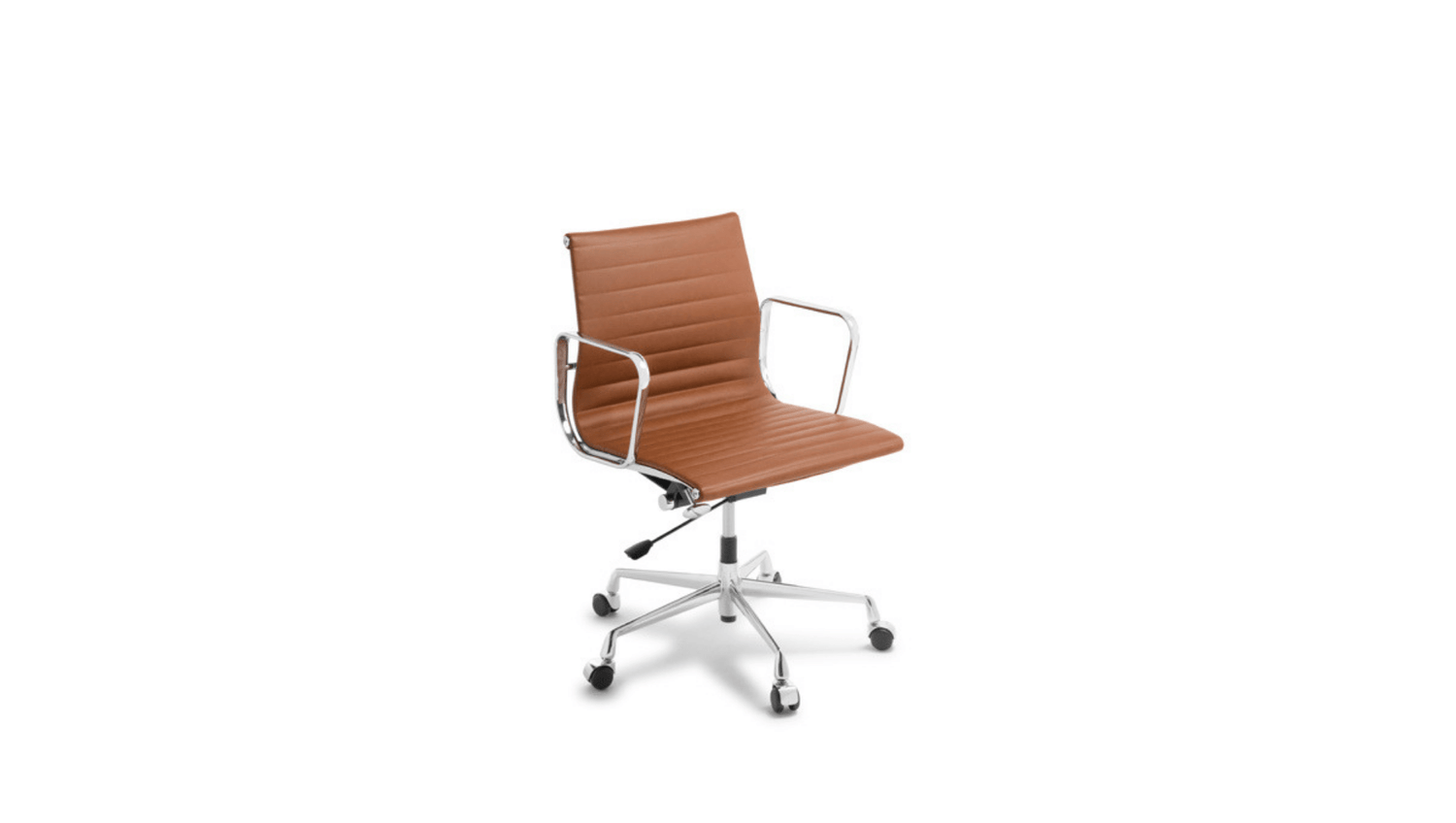 Seating Mid back / Tan Leather / Chrome Eames Replica Classic Chair