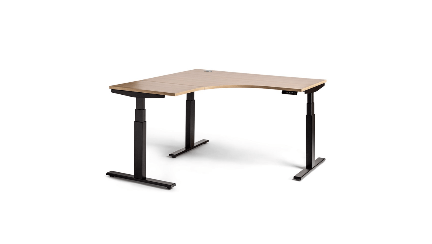 Desks 1500 x 1500 x 700 / Autumn Oak / Black Enhance Electric Height Adjustable Corner Desk