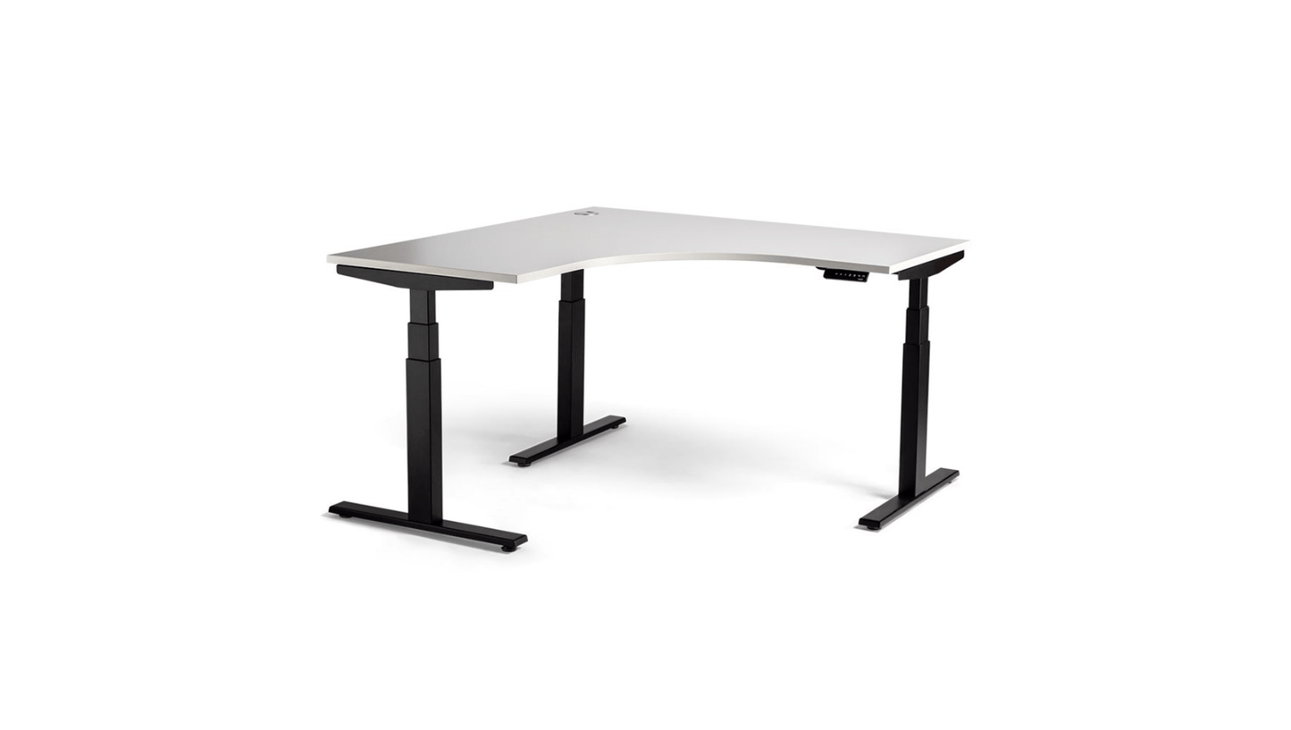 Desks 1500 x 1500 x 700 / White / Black Enhance Electric Height Adjustable Corner Desk
