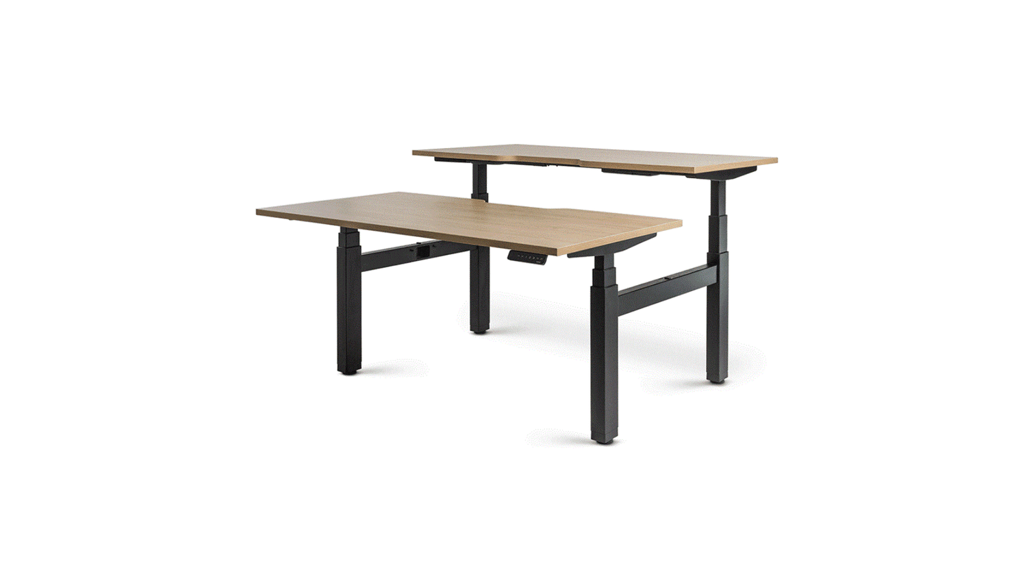 Desks 1500 x 800 / Autumn Oak / Black Enhance Electric Height Adjustable Shared Desk