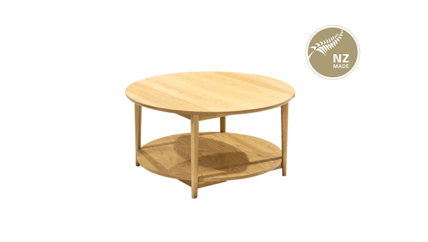 Tables Finn 900 Round Coffee Table - with Shelf