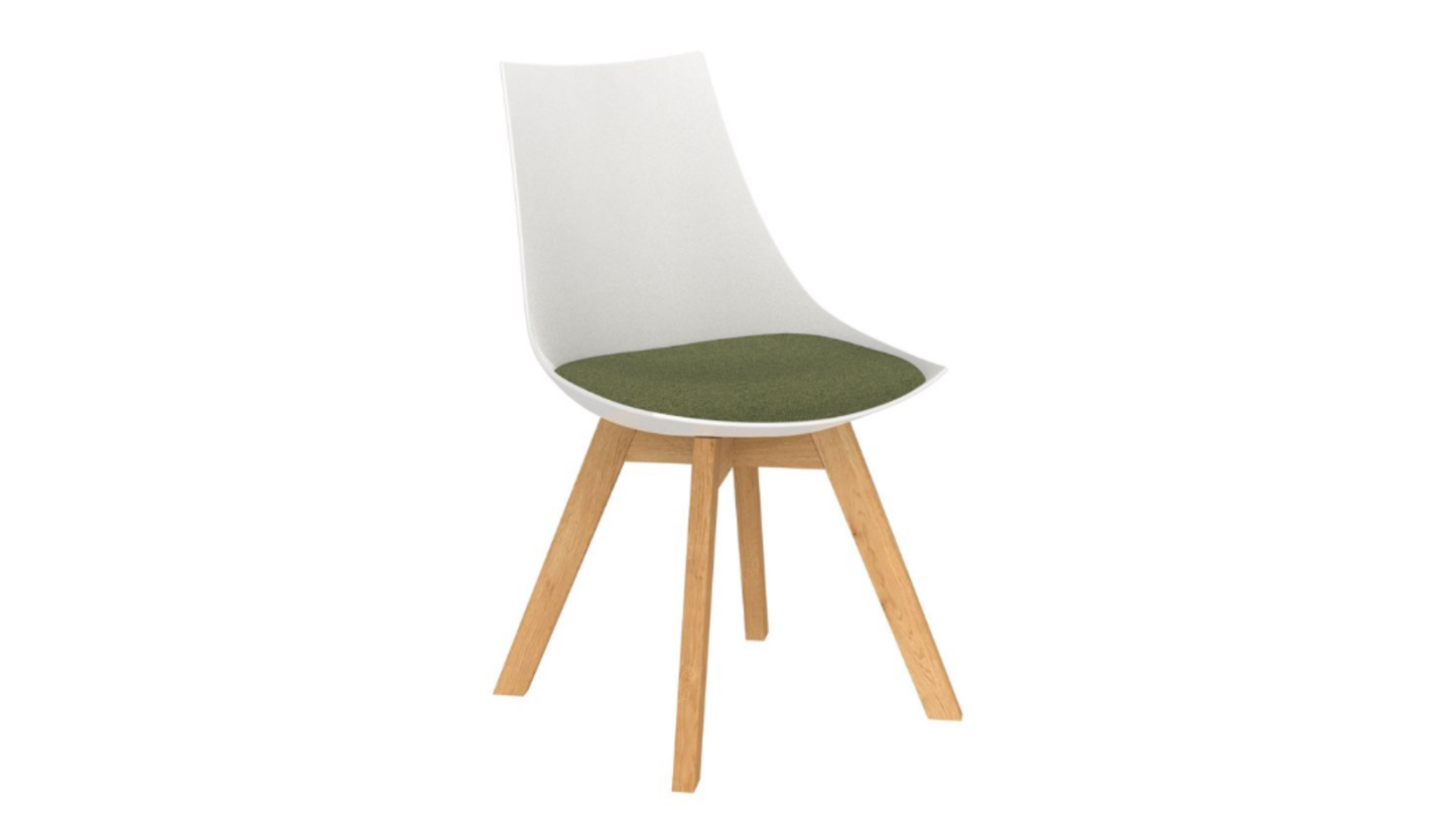 Luna White Chair Oak Base - Clearance - McGreals
