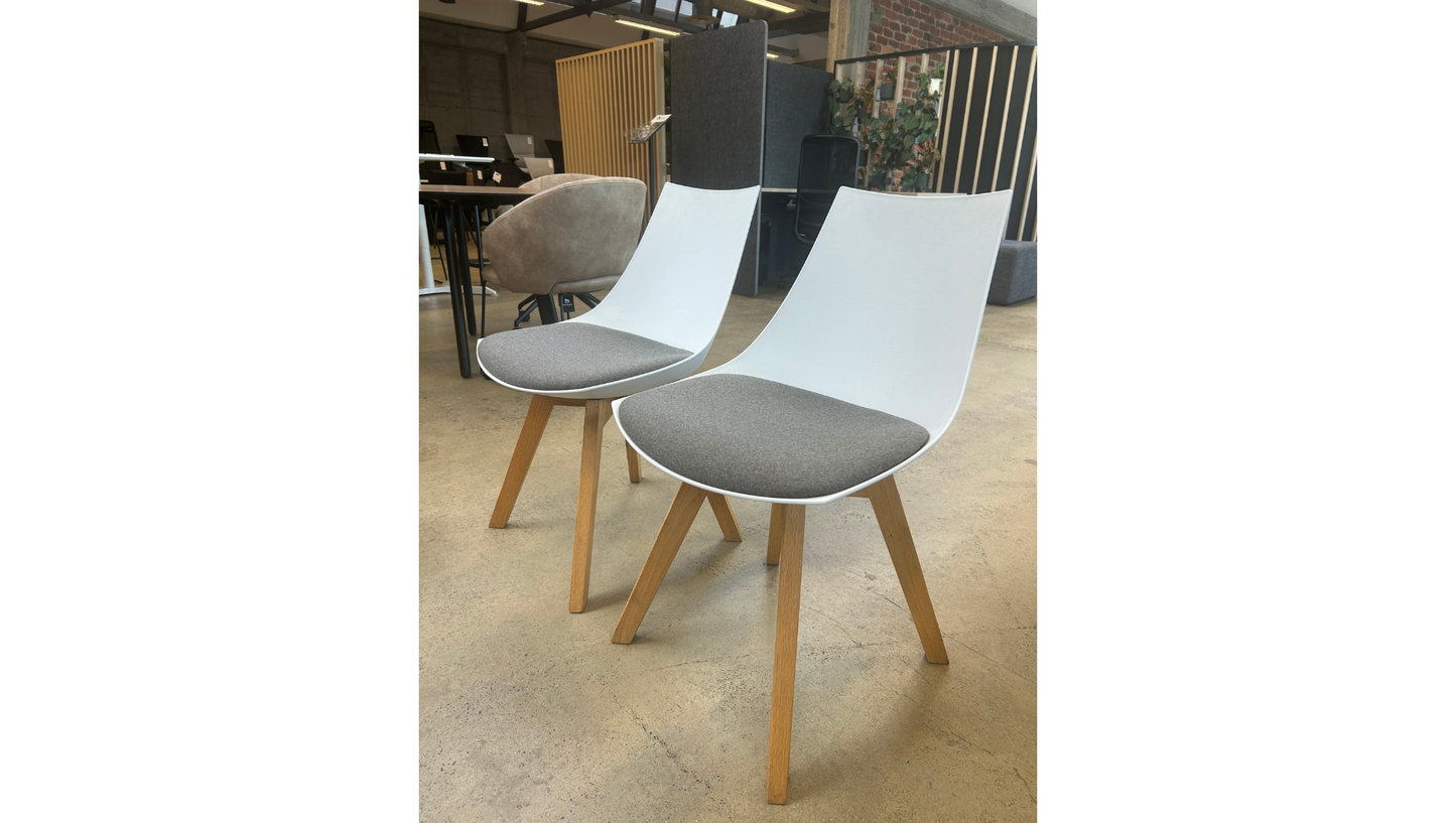 Luna White Chair Oak Base - Special - McGreals