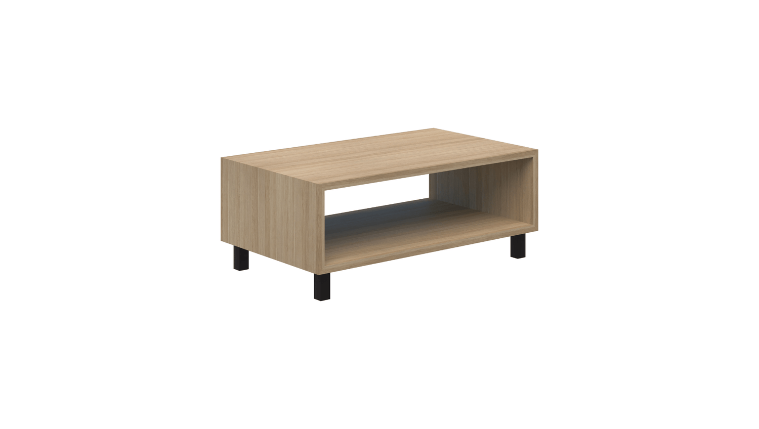 Tables 1000L / Classic Oak / Black Modella II Box Coffee Table