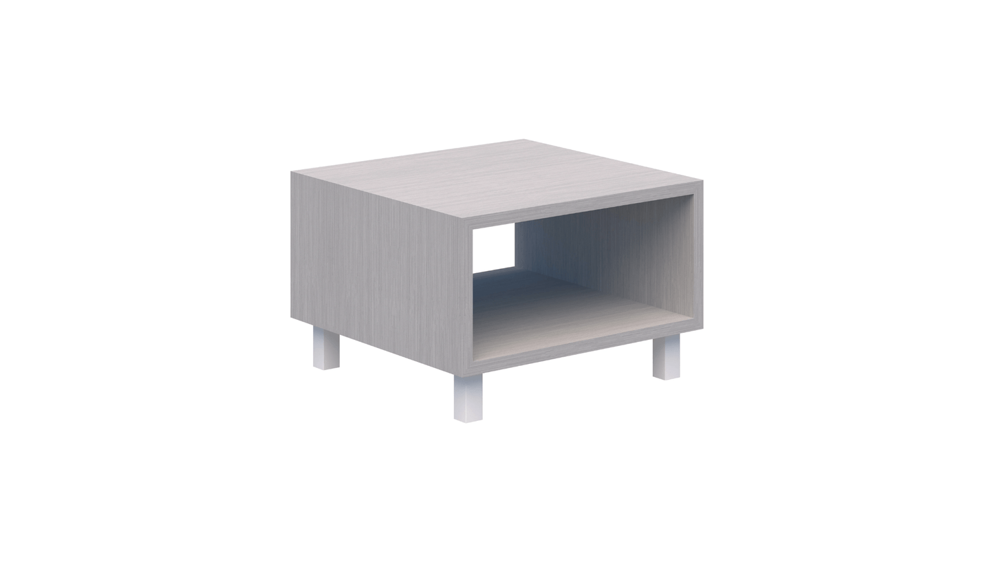 Tables 600L / Silver Strata / White Modella II Box Coffee Table