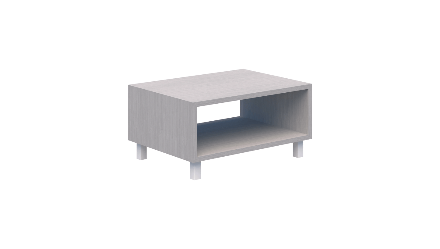 Tables 800L / Silver Strata / White Modella II Box Coffee Table