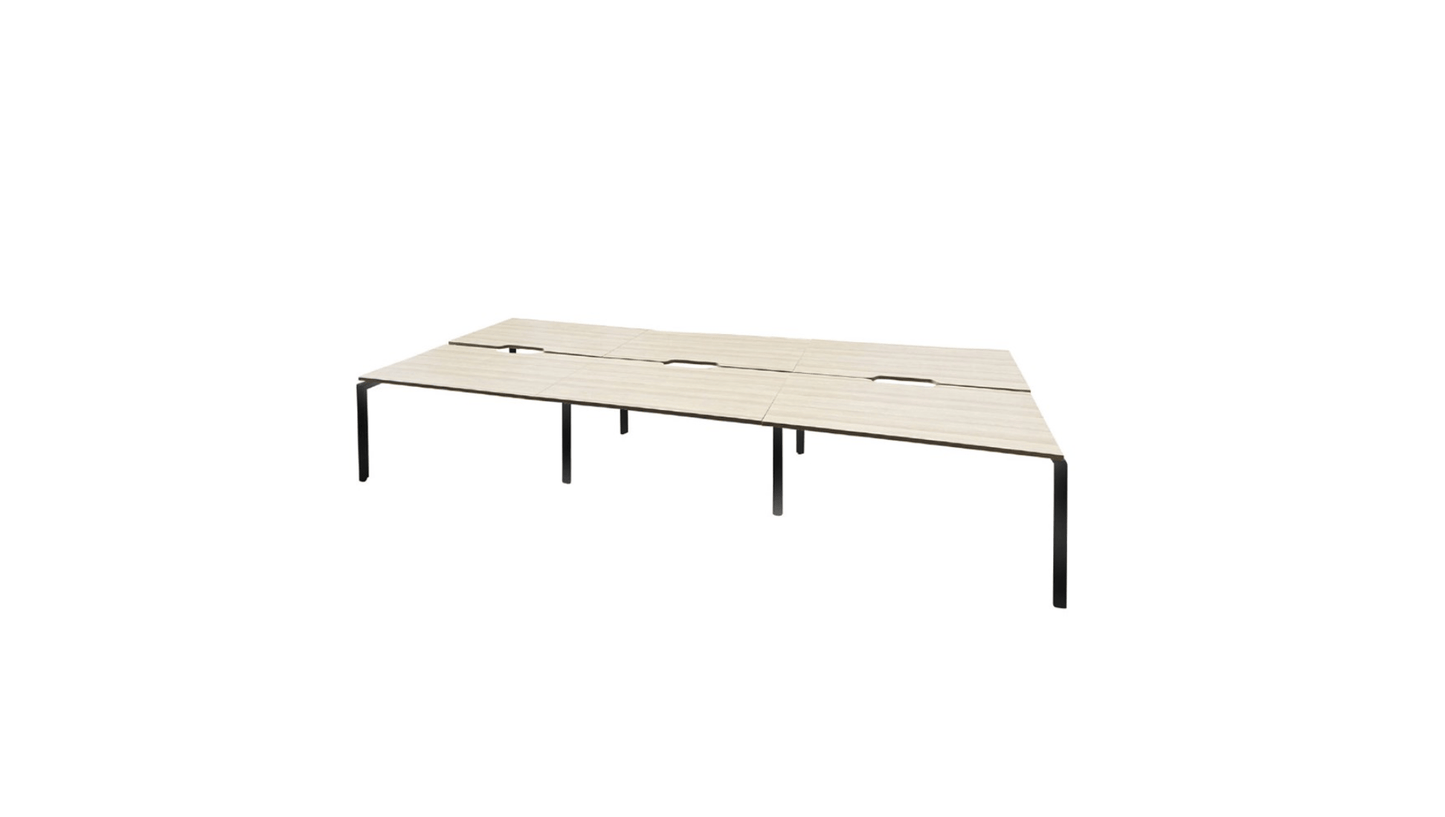 Desks 1500 x 800 / Autumn Oak / Black Novah 6-User Shared Desk