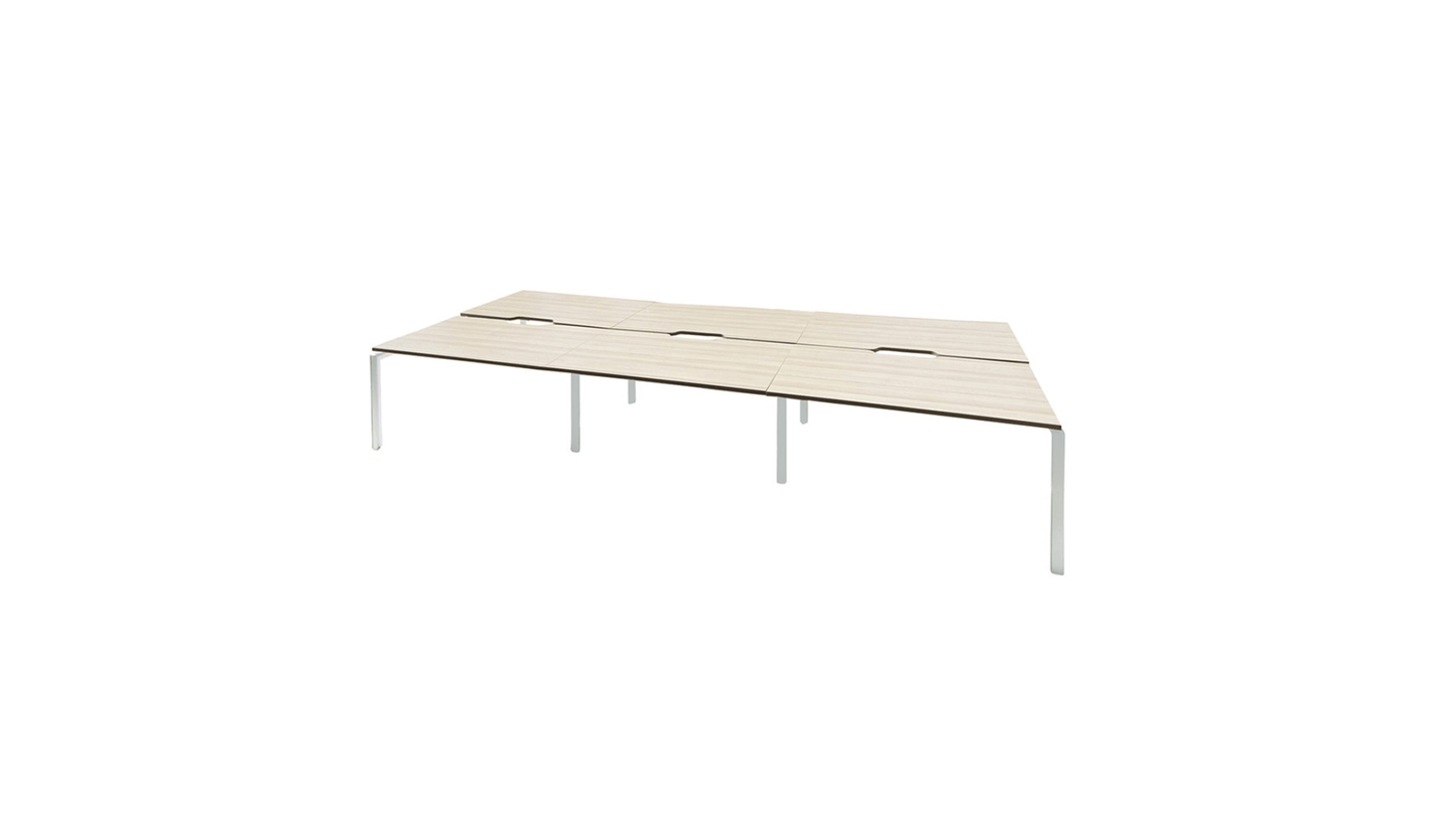 Desks 1500 x 800 / Autumn Oak / White Novah 6-User Shared Desk