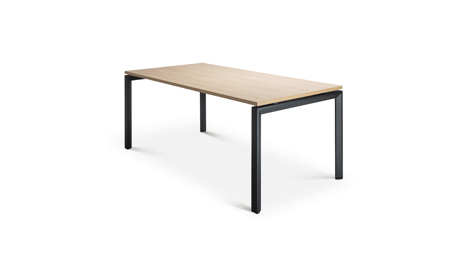 Tables 1600w x 800d / Autumn Oak / Black Novah Meeting Table