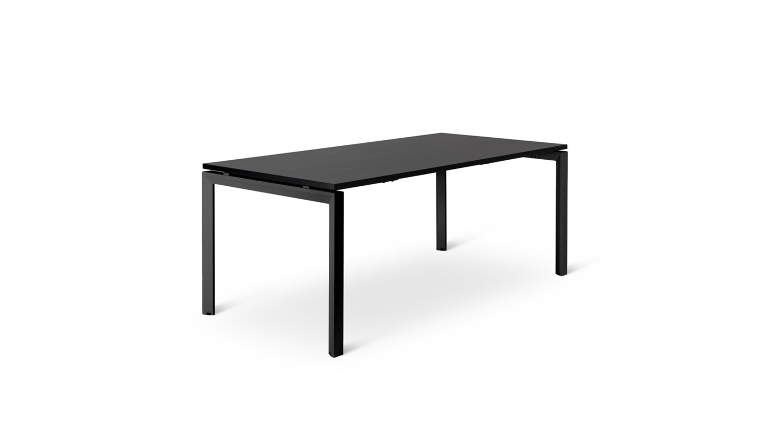 Tables 1600w x 800d / Black Woodgrain / Black Novah Meeting Table