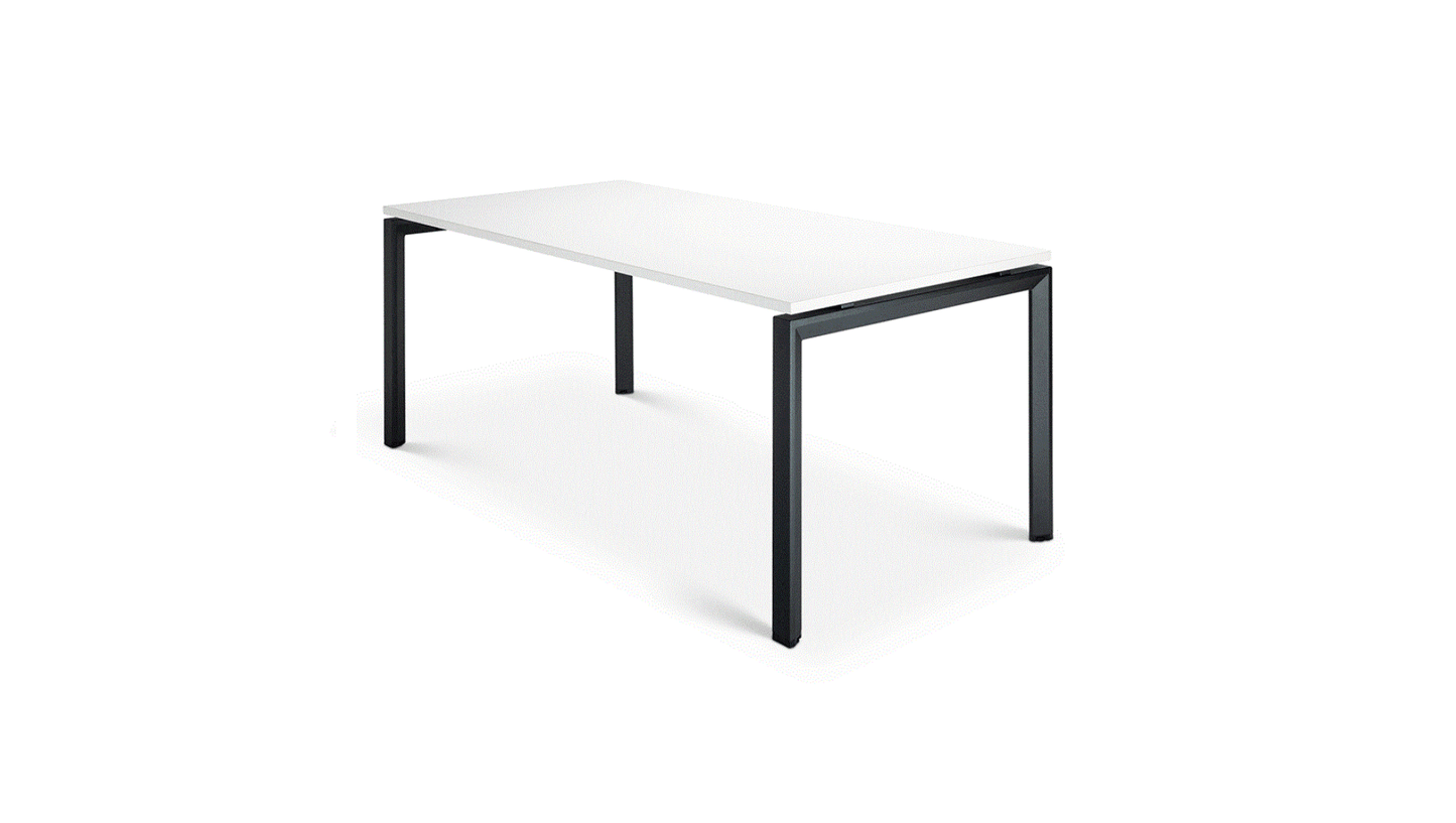 Tables 1600w x 800d / White / Black Novah Meeting Table