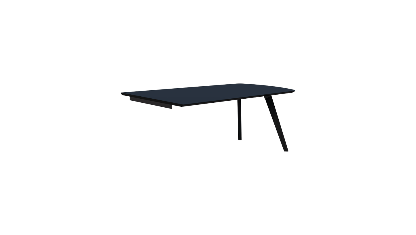 Tables 1800 x 1000 / Tasmanian Ash Stained Black / Black Velvet Soft Matt HPL Oslo Trapezium Wall mounted Table