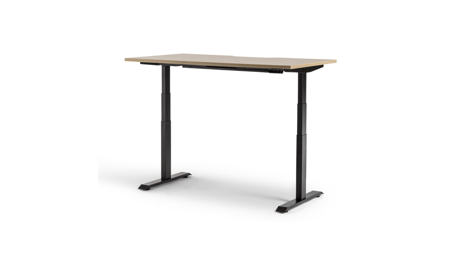 Desks 1200x600 / Black / Autumn Oak Rise Electric Straight Desk