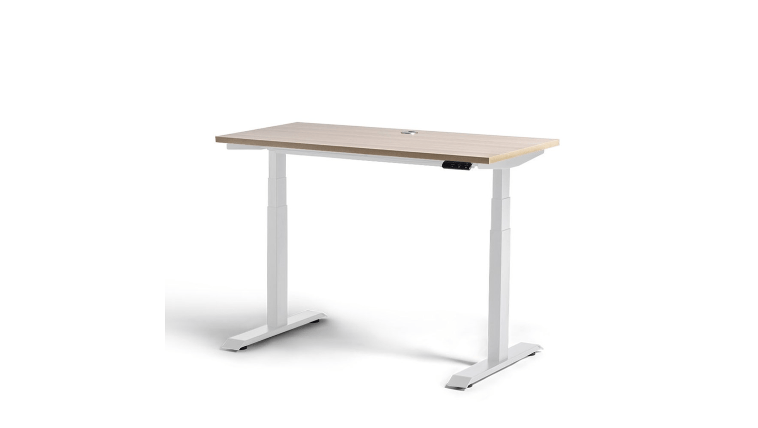 Desks 1200x600 / White / Autumn Oak Rise Electric Straight Desk